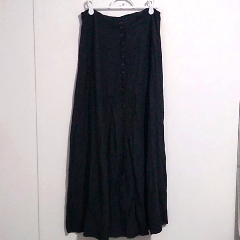 Vintage Button Down Black Skirt Size 7